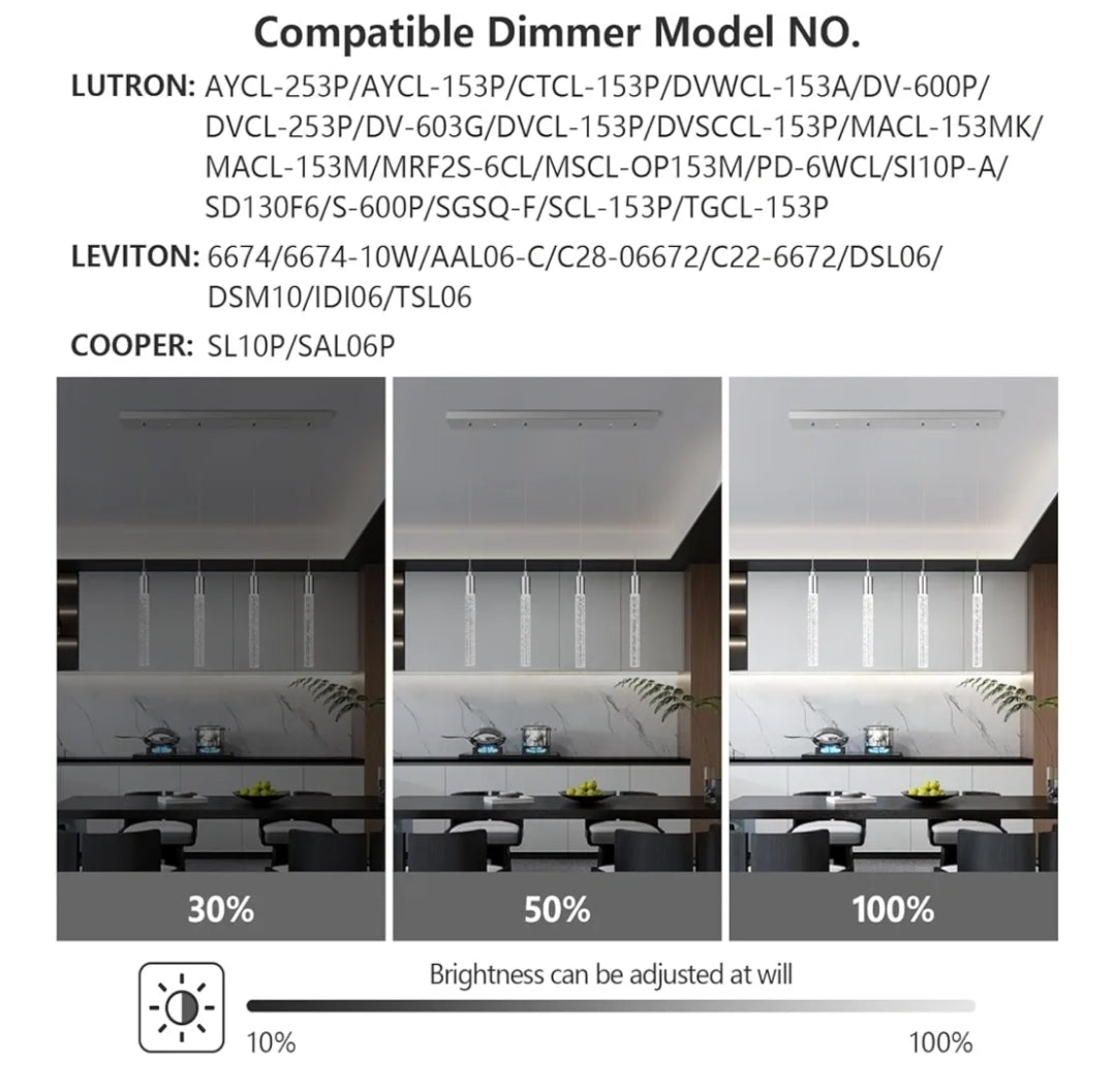 Kitchen Island Lighting Modern Light Fixture Chrome Pendant Light Dimmable LED Chrome Finish Mini Crystal Pendant Lights for Dining Room Living Room（4-Light