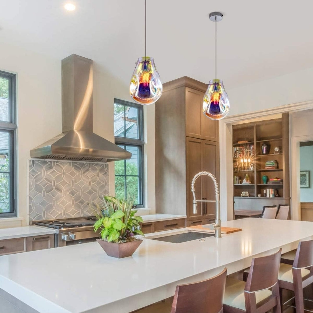 Modern Glass Island Pendant Light Lava Irregular Shape Chic 1 Light Chandelier Colorful Contemporary Hanging Ceiling Lighting for Kitchen Island Living Dining Room Bedroom