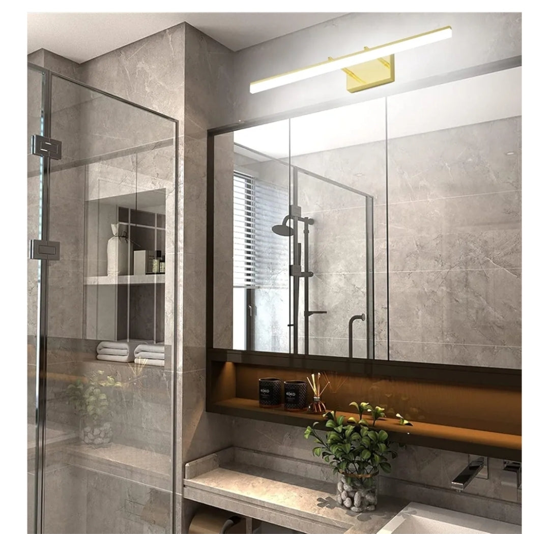 Aipsun 31.5inch Brushed Brass Bathroom Vanity Light Fixtures Modern LED Bathroom Light Fixtures Gold Vanity Lighing for Bathroom Wall Light Fixtures 6000K