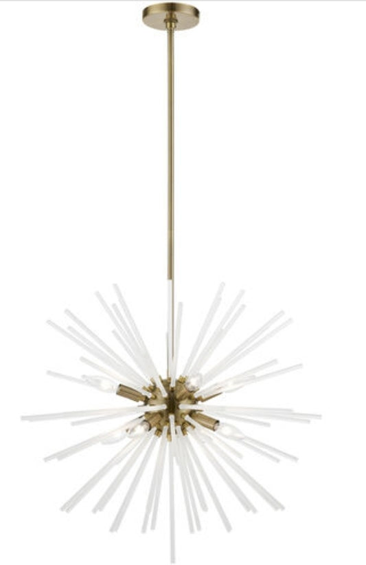 Uptown 8 Light 26 inch Antique Brass Pendant Chandelier Ceiling Light