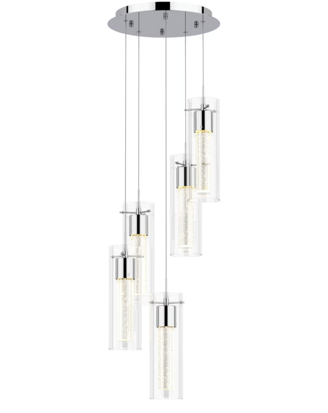 Alice 5-Light Chandelier Pendant Ceiling Light, Integrated Led and Bubble Glass, for Kitchen Island, Hallway, Entryway, Passway, Dining Room, Bedroom, Balcony Living Room