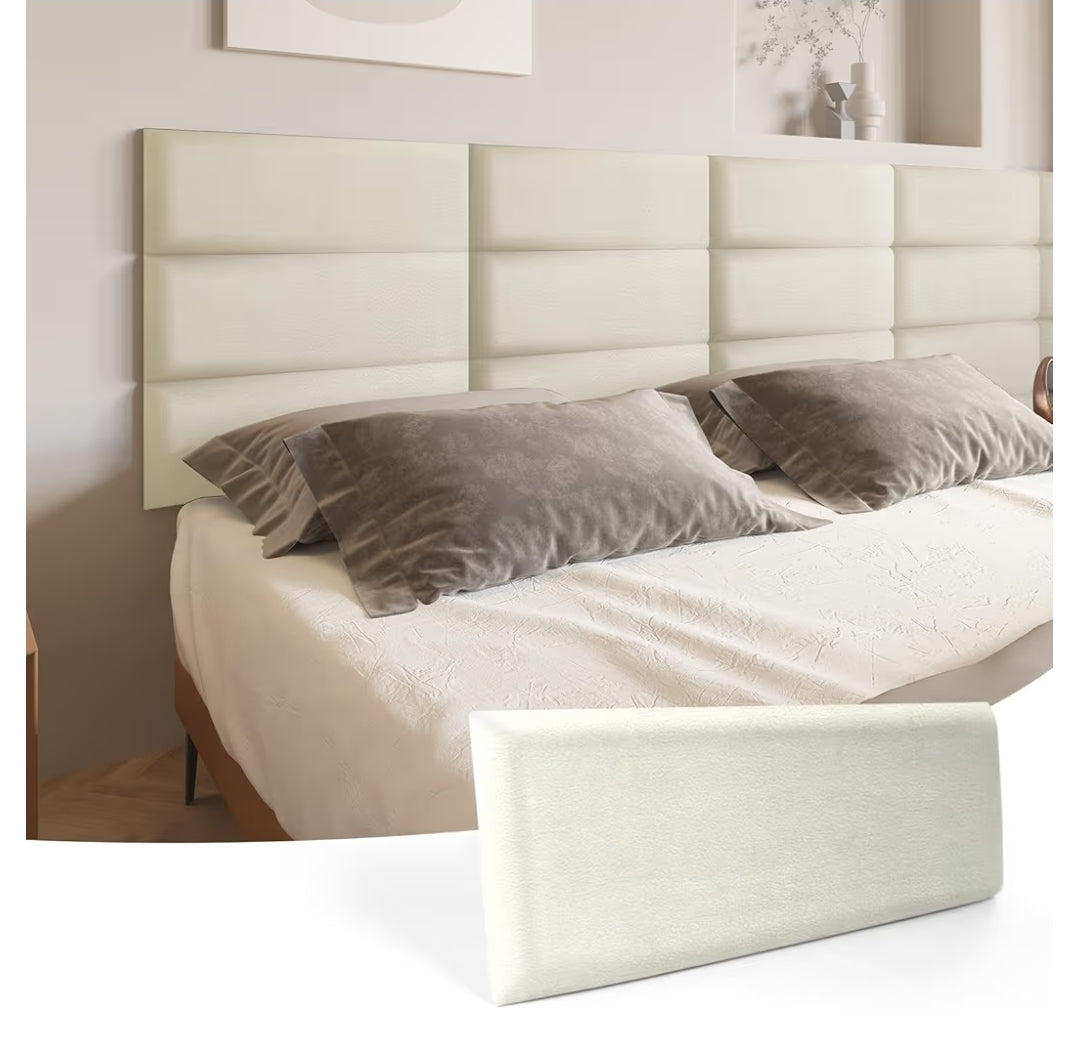 Art3d Peel and Stick Headboard for Full in Velvet Stone, Pack of 6 Panels Sized 9.84" x 23.62", Soundproof Wall Panels 3D, Upholstered Wall Panel