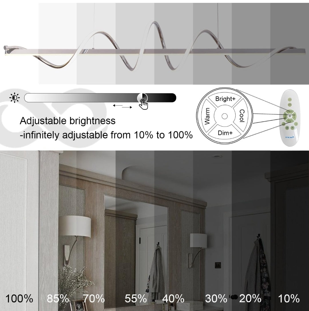 47.24" Modern Chandelier Led Pendant Light for Kitchen Island Lighting Dimmable Modern Led Chandelier for Dining Room Over Table,Creative Snake-Shaped Twist Design Kitchen Ceiling Hanging