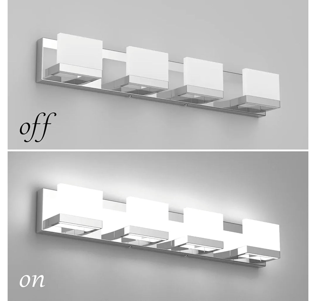 Tipace Dimmable Modern 4 Lights LED Vanity Light for Bathroom Up and Down Chrome Bathroom Wall Light Fixtures Over Mirror(White Light 6000K)