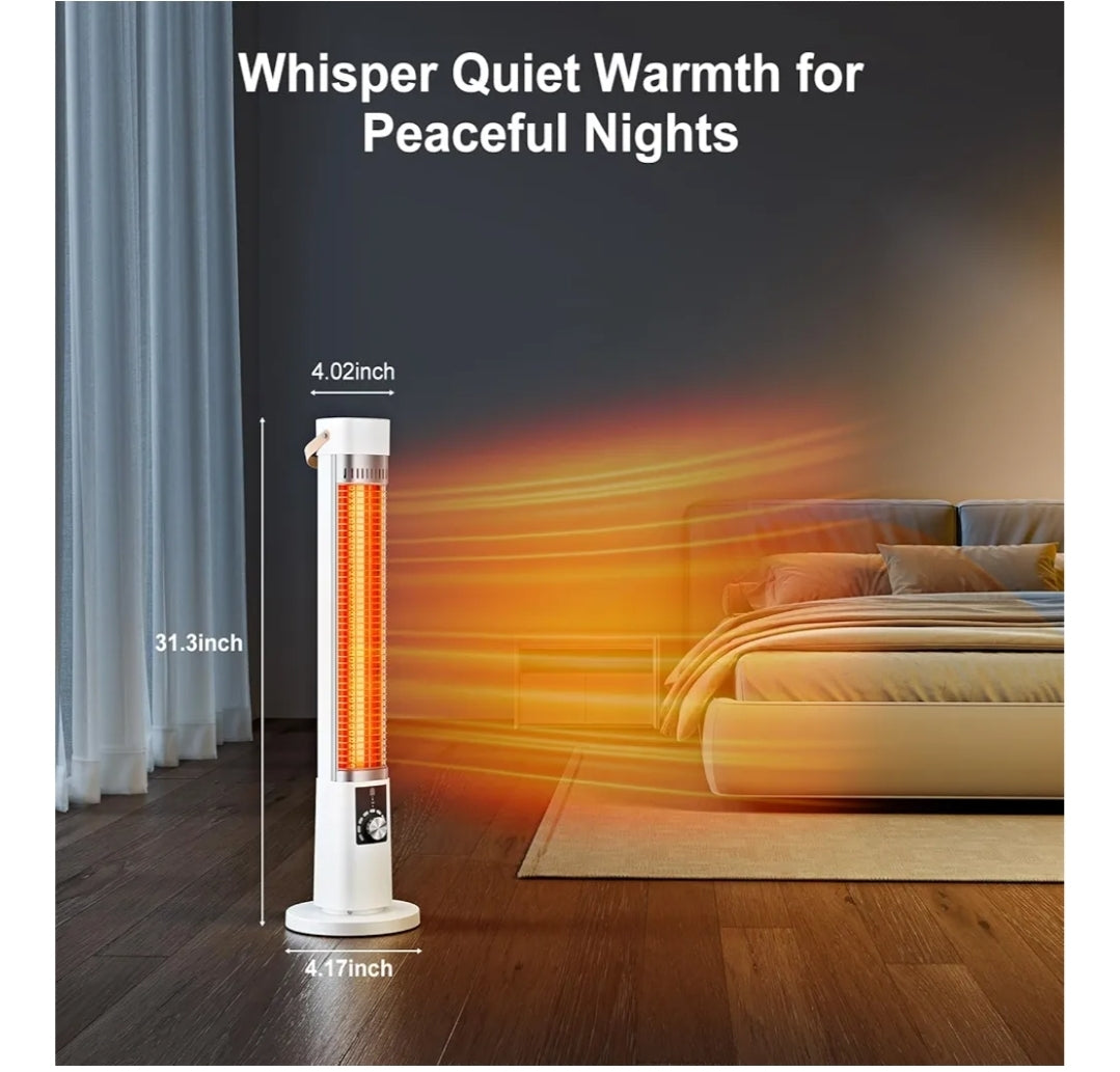 Outdoor Heater for Patio, 1500W Infrared Electric Heaters Indoor w/Remote, 60° Oscillation, 9H Timer, 9 Heat Level, Tip-Over/Overheating Protection, Safety Lock, for Garage, Porch, Gazebo,White