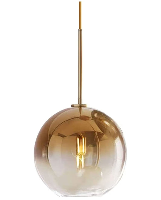 Gradient Color Glass Pendant Light,Modern Glass Hanging Light Chandelier Light (Gold, 30cm)