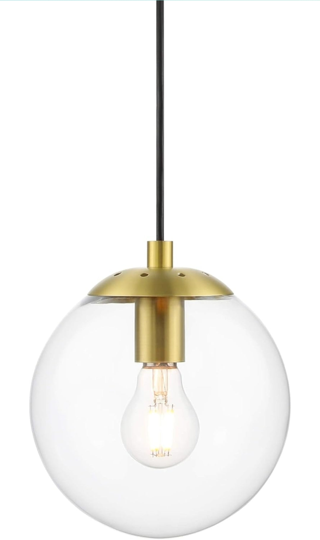 XiNBEi Lighting Globe Pendant Light, Modern Brass Kitchen Island Pendant Lighting with Clear Glass