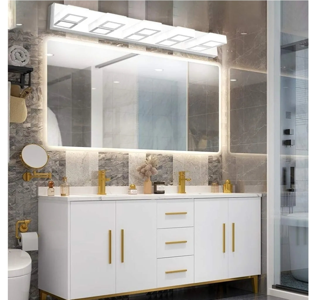 Ralbay LED Bathroom Vanity Lighting Fixtures 5 Lights Acrylic Rotable 360° Modern Bathroom Vanity Light Over Mirror