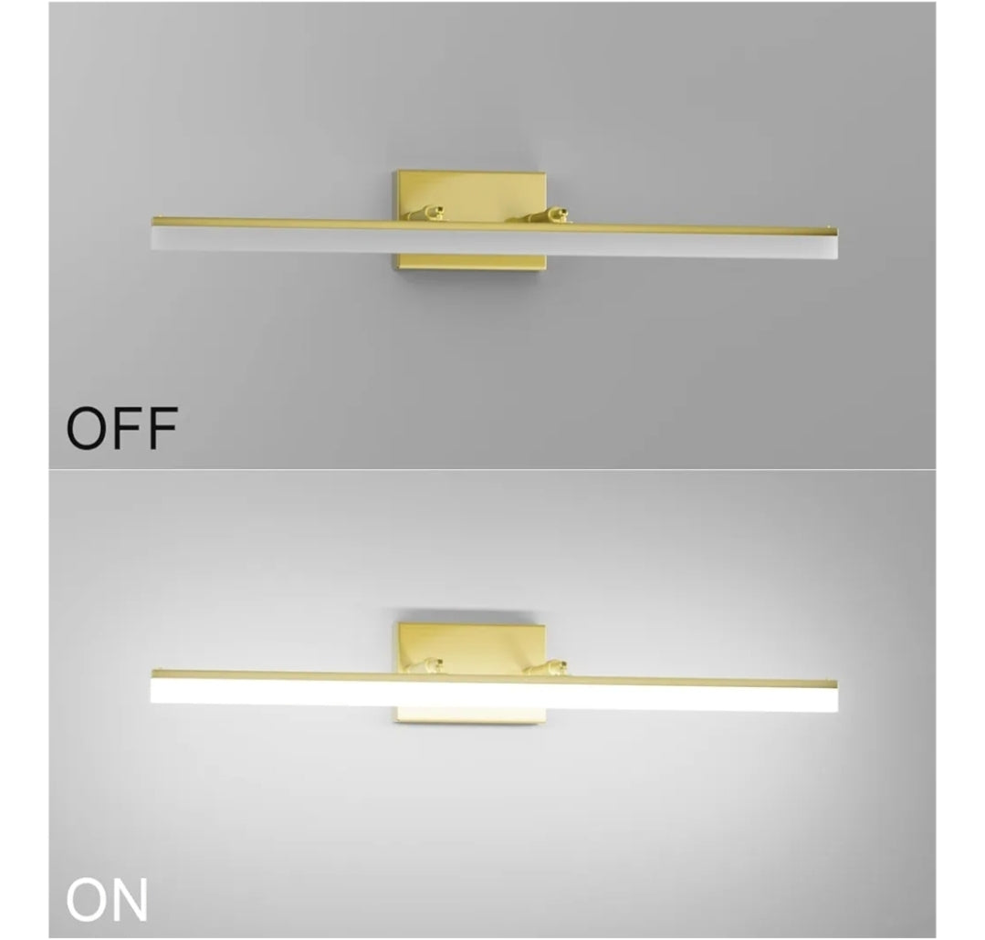 Aipsun 31.5inch Brushed Brass Bathroom Vanity Light Fixtures Modern LED Bathroom Light Fixtures Gold Vanity Lighing for Bathroom Wall Light Fixtures 6000K
