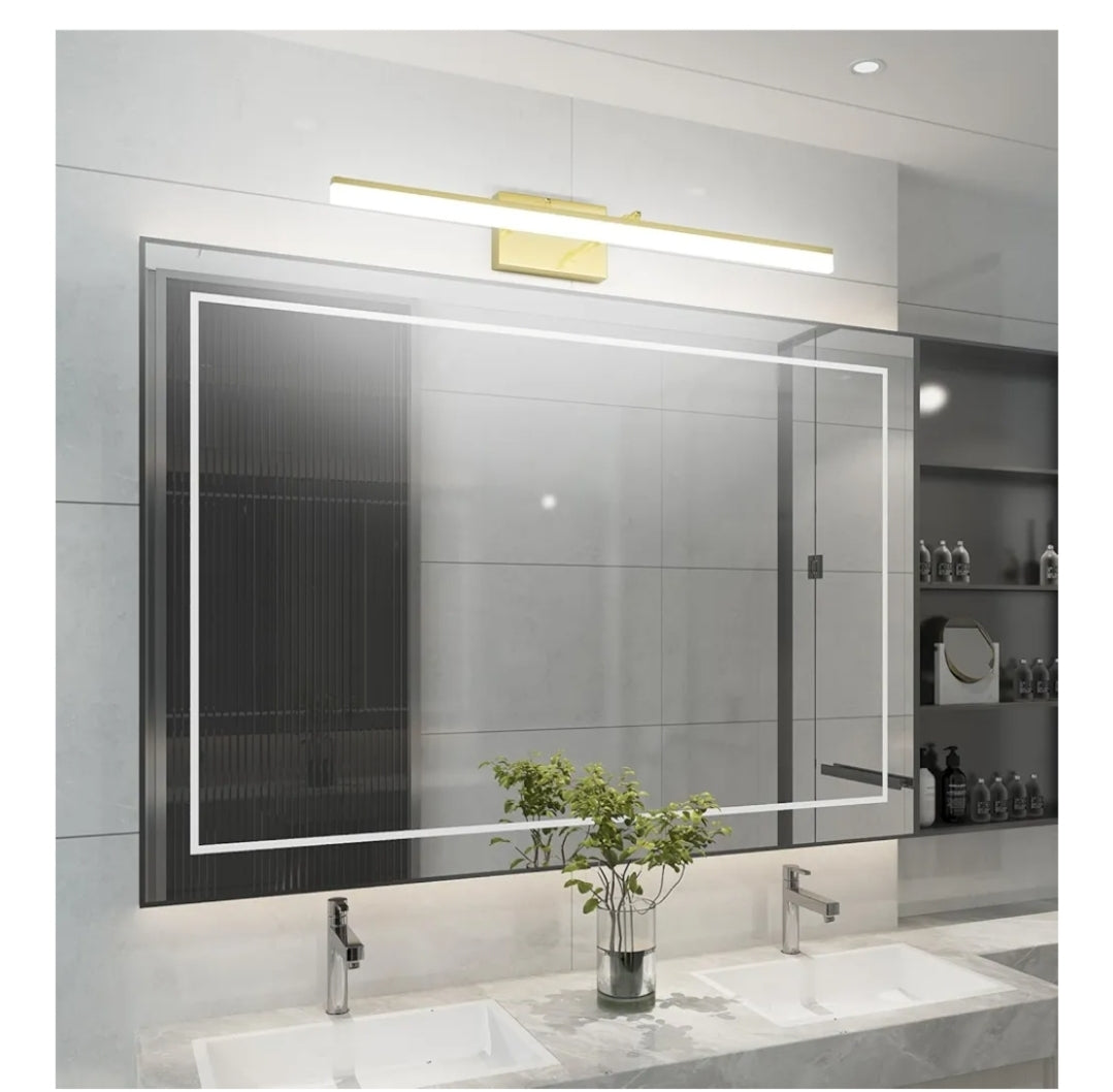 Aipsun 31.5inch Brushed Brass Bathroom Vanity Light Fixtures Modern LED Bathroom Light Fixtures Gold Vanity Lighing for Bathroom Wall Light Fixtures 6000K