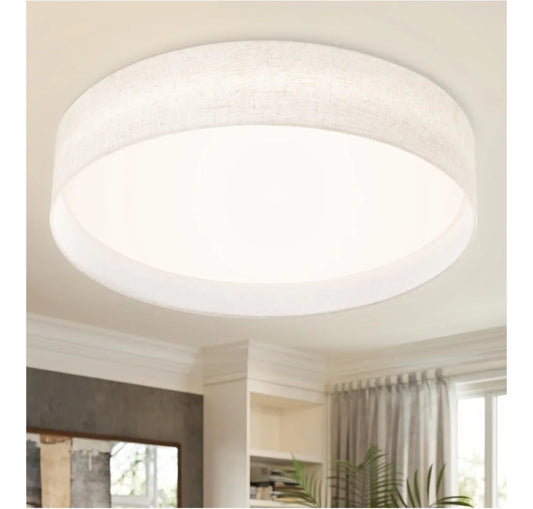 Hamilyeah 20 inch Flush Mount Ceiling Light, 48W Close to Ceiling Light with Fabric Shade, 5000K Daylight Modern Light Fixture Ceiling Mount for Bedroom, Living Room, Dining Room, Hotel