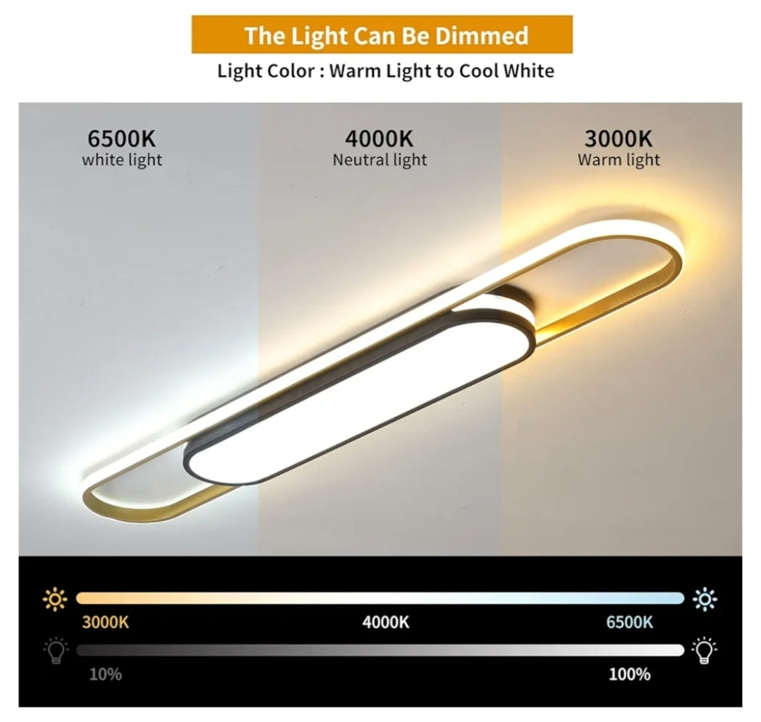 Qcyuui Linear Ceiling Light Modern LED Ceiling Lamp Dimmable Acrylic Ceiling Lighting Fixture with Remote Control for Kitchen Dining Room Cloakroom Hallway(48W/43.3in L)