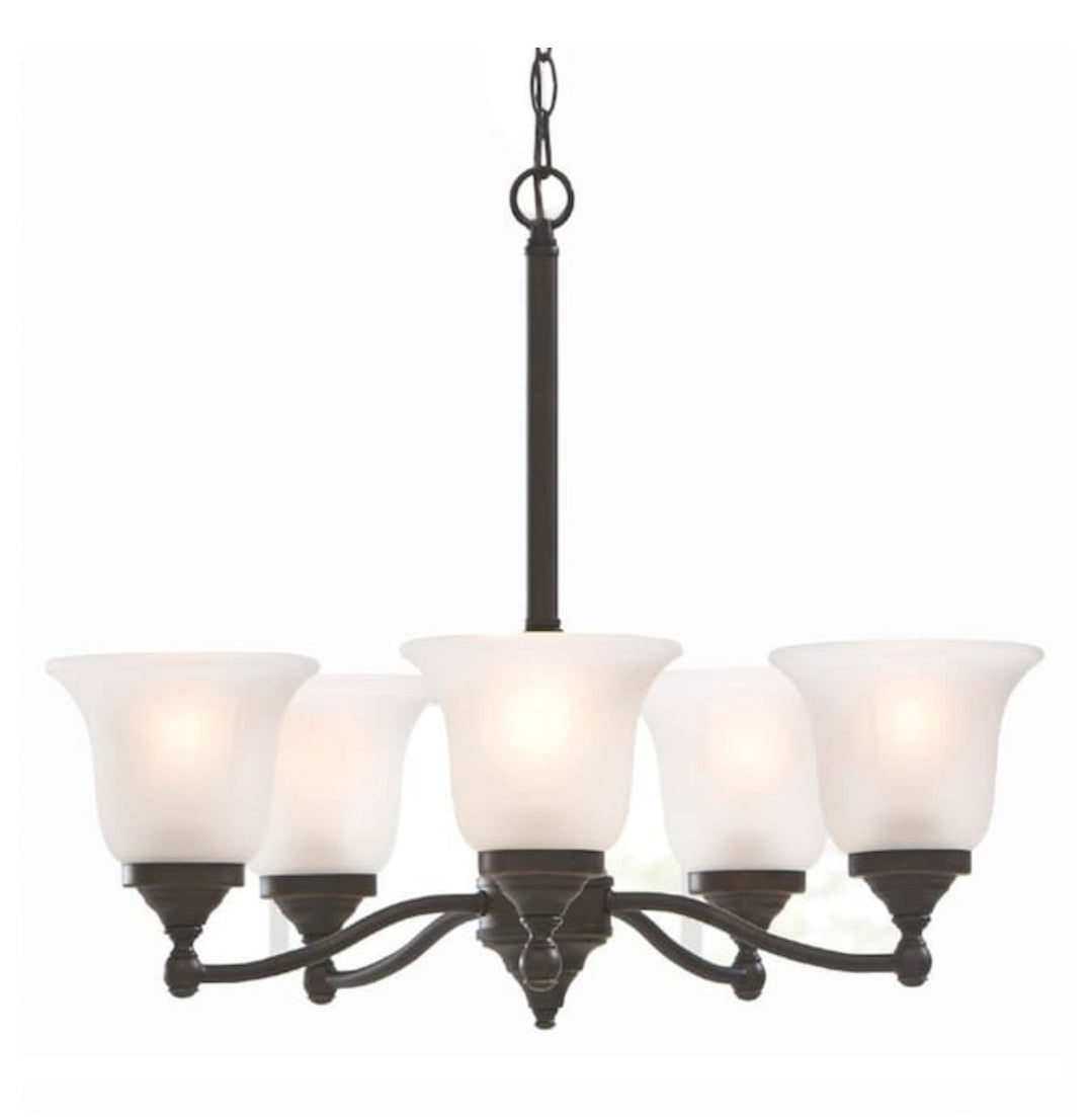Project Source Roseall 5 -Light Oil-rubbed Bronze Modern/contemporary For Use in Bedrooms, Dining Rooms, Foyers, Kitchens, Living Rooms Chandelier