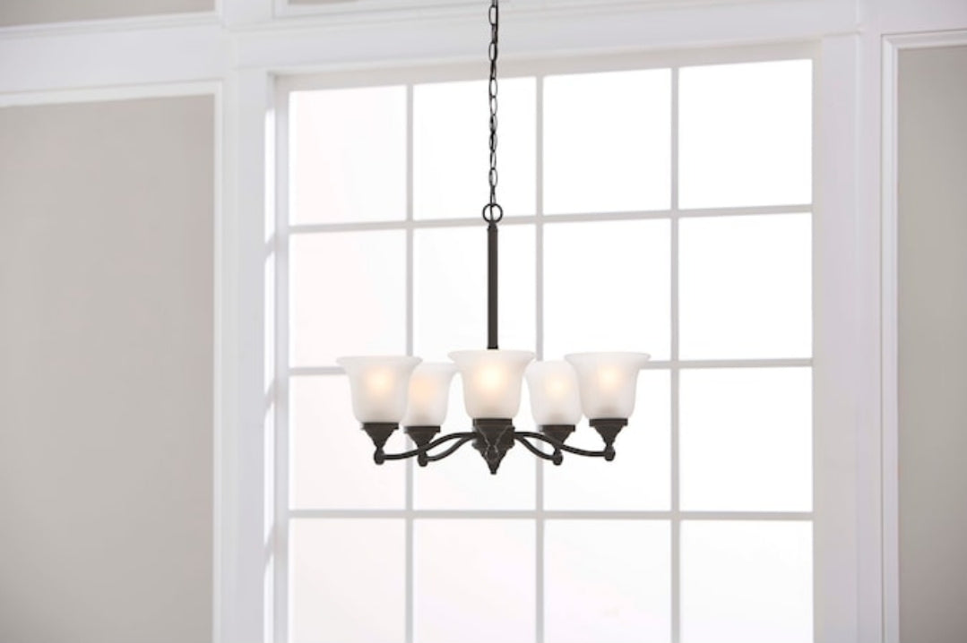 Project Source Roseall 5 -Light Oil-rubbed Bronze Modern/contemporary For Use in Bedrooms, Dining Rooms, Foyers, Kitchens, Living Rooms Chandelier