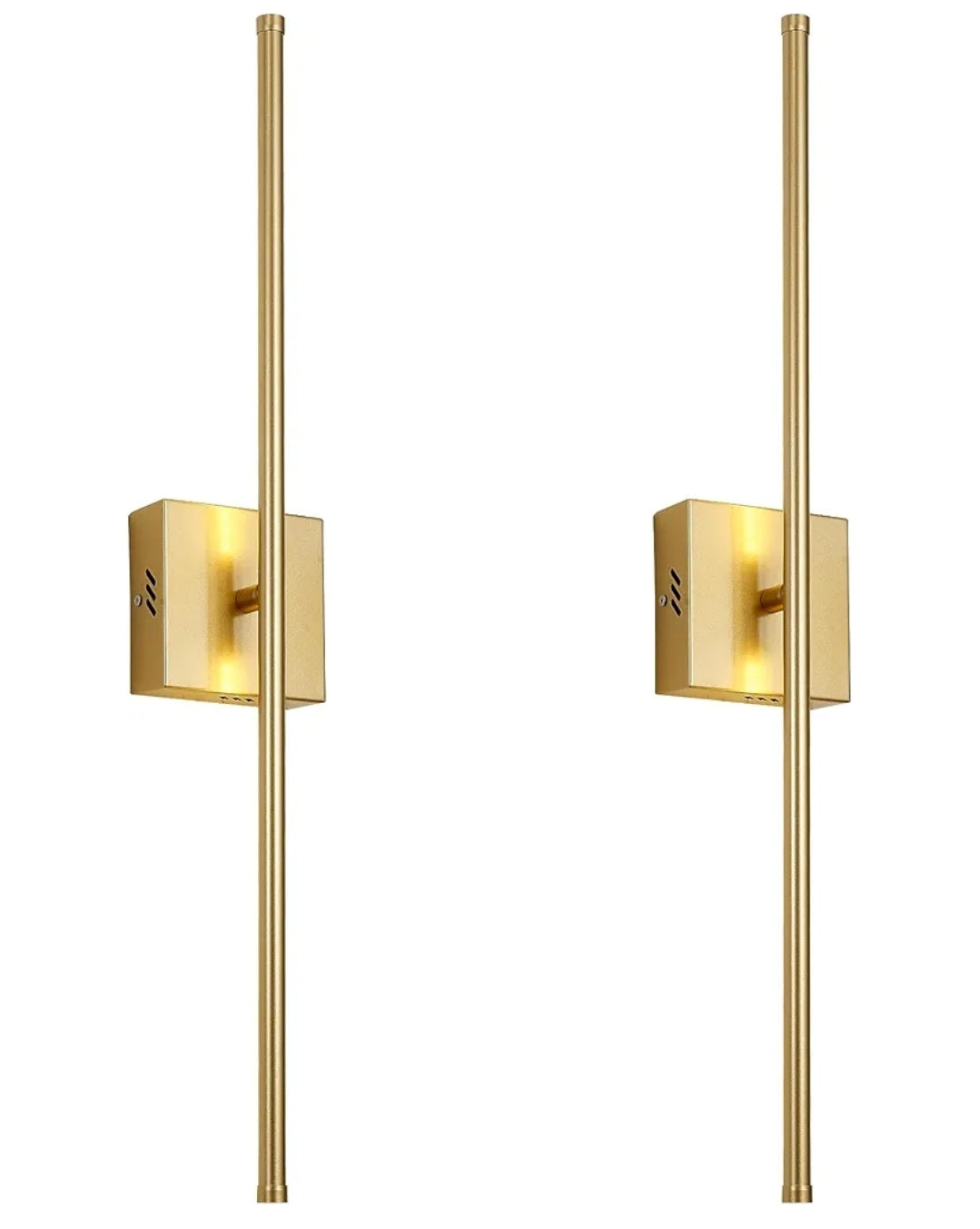 Modern Wall Sconces Set of Two, Dimmable Hardwired Wall Sconces, 350° Rotate, LED Matte Gold Wall Light Fixtures, 3000K Warm Light for Bathroom, Living Room,27.8 Inch