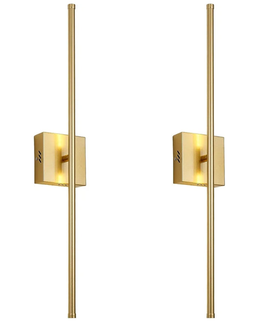 Modern Wall Sconces Set of Two, Dimmable Hardwired Wall Sconces, 350° Rotate, LED Matte Gold Wall Light Fixtures, 3000K Warm Light for Bathroom, Living Room,27.8 Inch