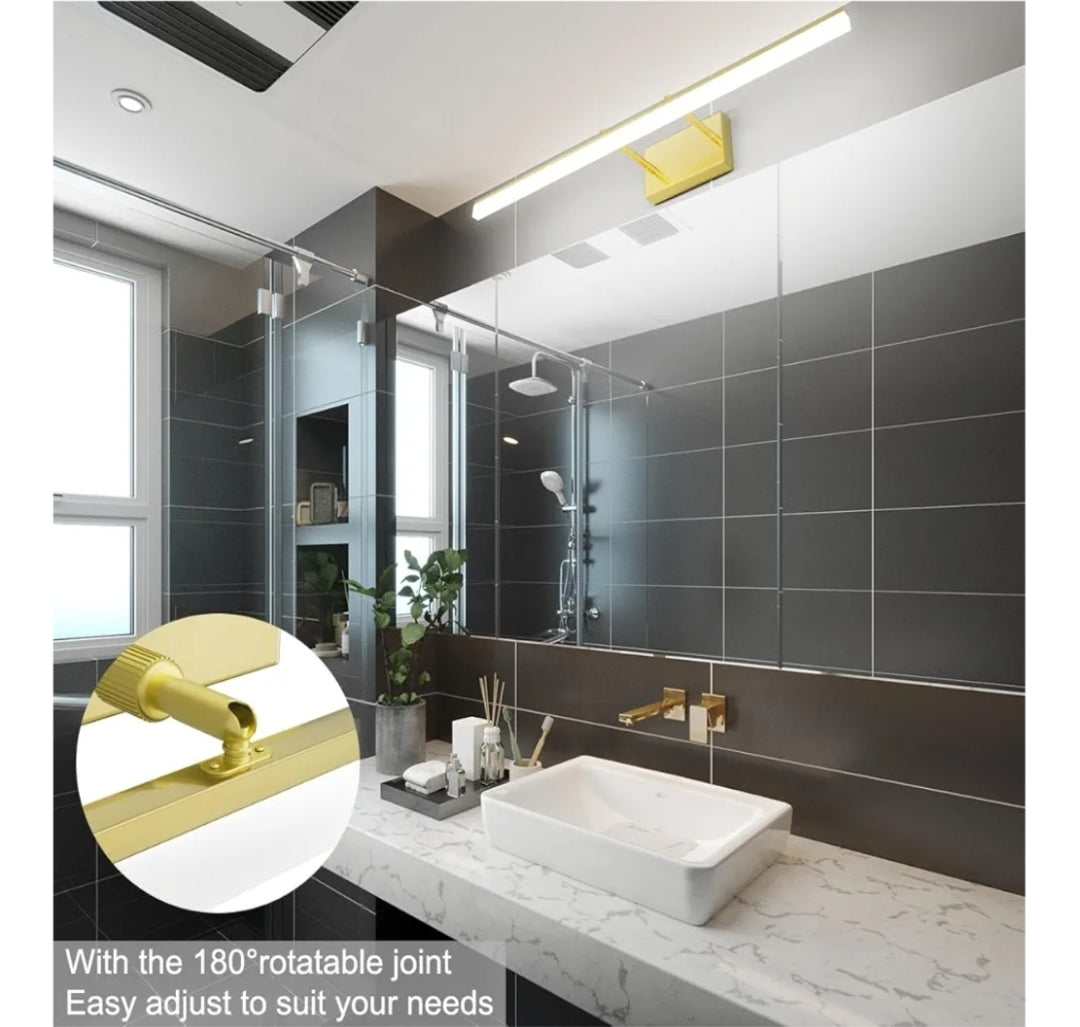 Aipsun 31.5inch Brushed Brass Bathroom Vanity Light Fixtures Modern LED Bathroom Light Fixtures Gold Vanity Lighing for Bathroom Wall Light Fixtures 6000K
