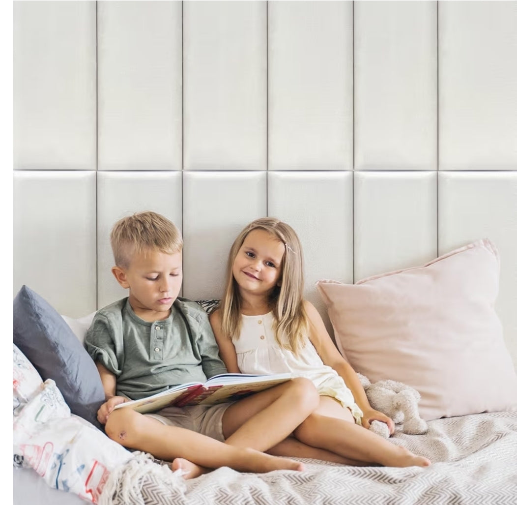 Art3d Peel and Stick Headboard for Full in Velvet Stone, Pack of 6 Panels Sized 9.84" x 23.62", Soundproof Wall Panels 3D, Upholstered Wall Panel
