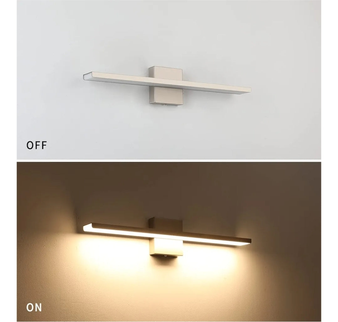 JUSHENG Brushed Nickel Vanity Light Modern Bathroom Light Fixtures Dimmable LED Bar 24 Inch 24W 3000K Warm White