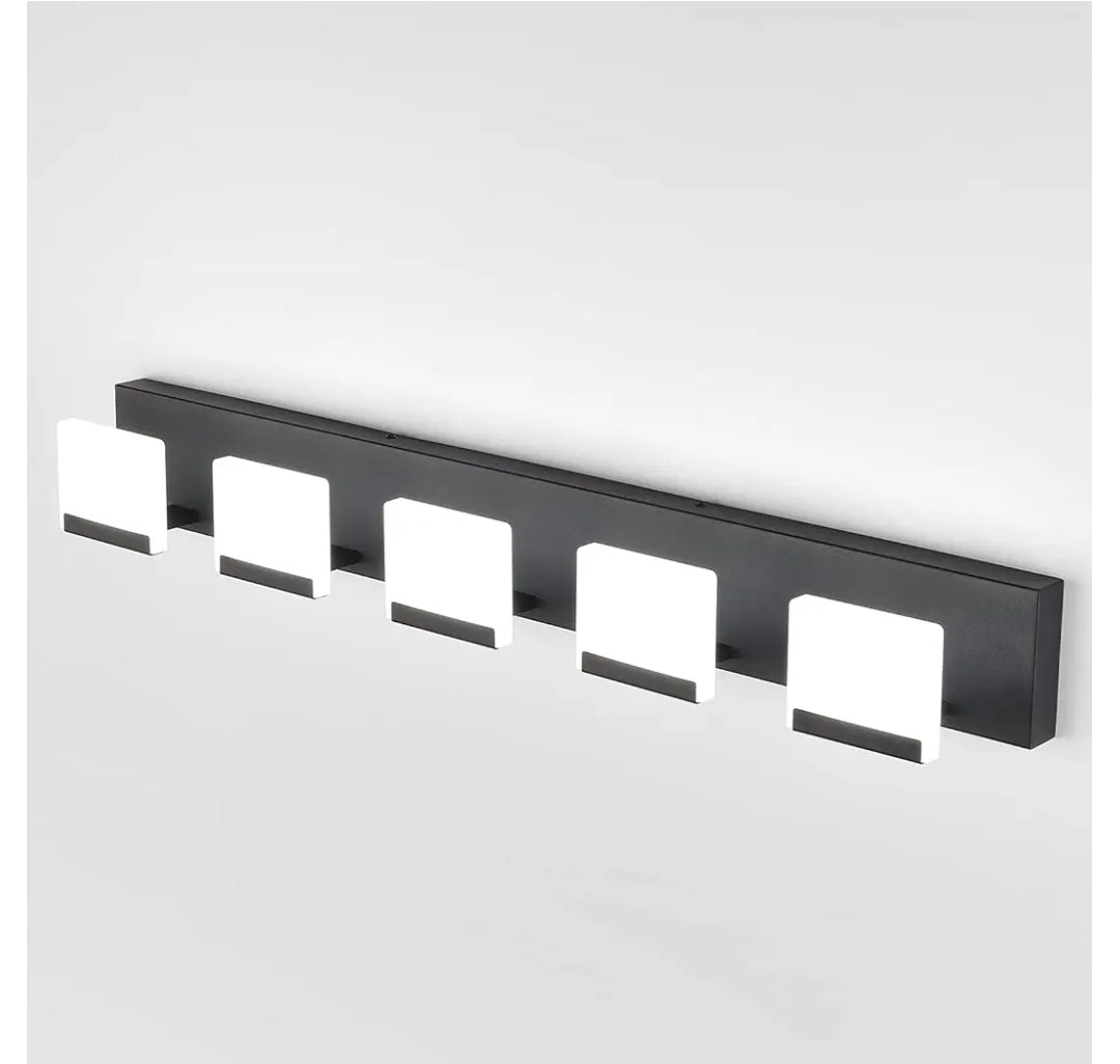 Ralbay LED Modern Bathroom Vanity Light - 5 Light Acrylic Matte Black Vanity Lighting Fixture