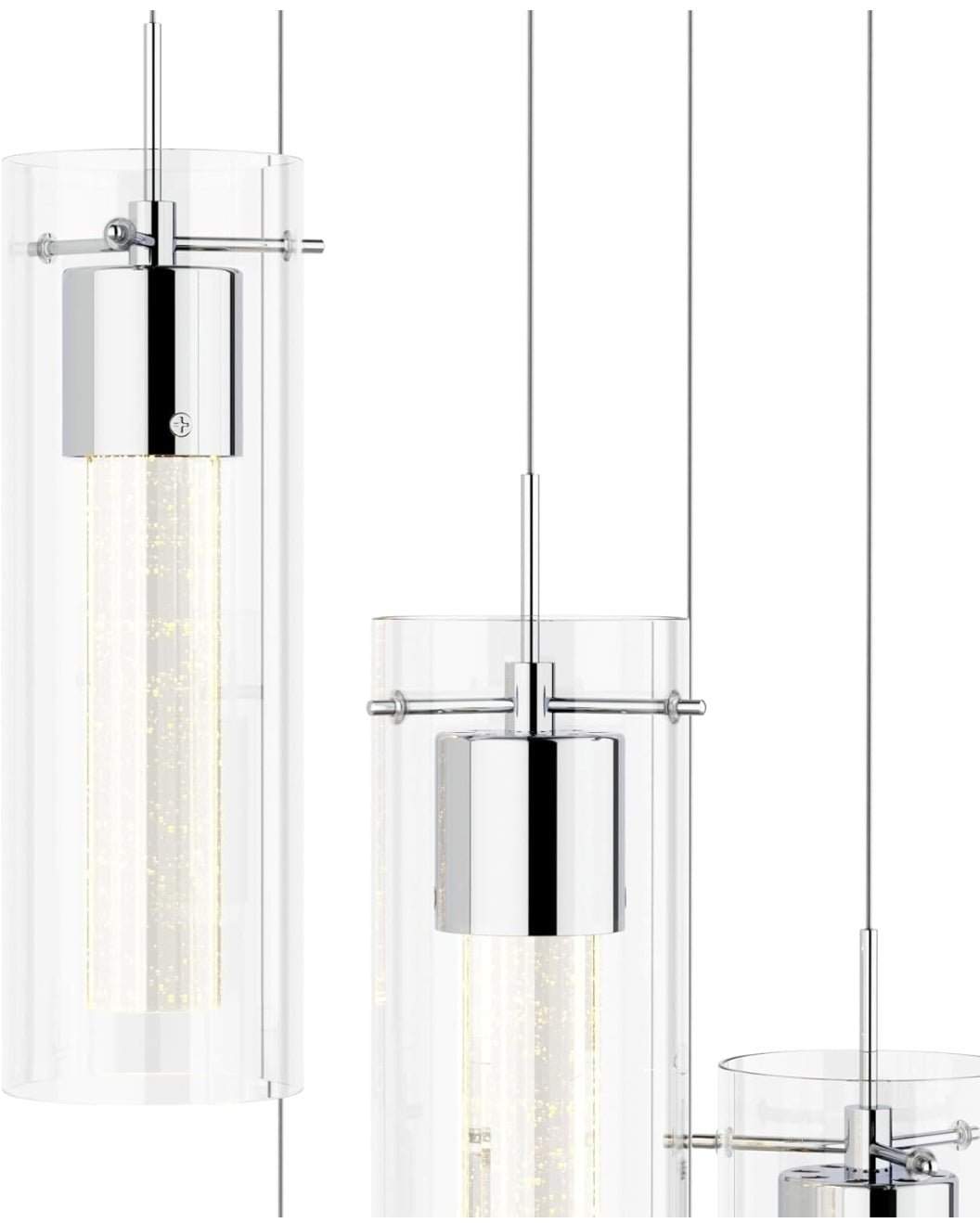 Alice 5-Light Chandelier Pendant Ceiling Light, Integrated Led and Bubble Glass, for Kitchen Island, Hallway, Entryway, Passway, Dining Room, Bedroom, Balcony Living Room