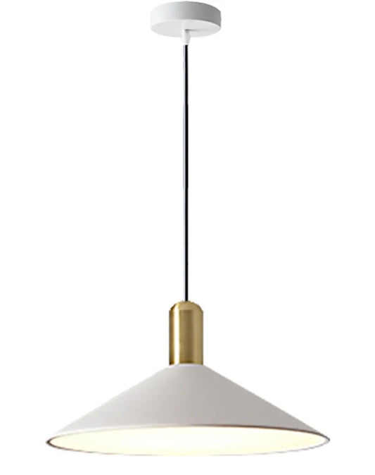 KCO Lighting Modern Cone Pendant Lighting White and Gold Pendant Light Kitchen Island Farmhouse Dome Pendant Light Mid Century Living Room Light Fixture Over Dining Table (White)
