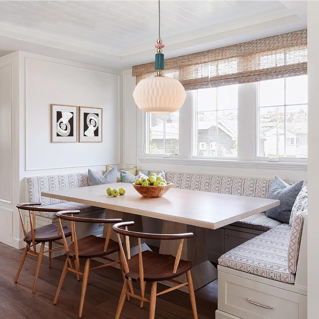 Pendant Light Fixture Kitchen Pendant Lighting 11.8 inch Modern Hanging Lamp Milk White Glass Hanging Lights for Island Dining Room Living Room Bedroom