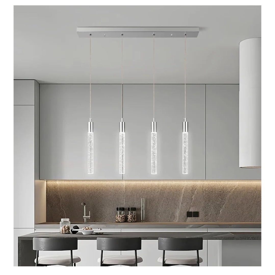 Kitchen Island Lighting Modern Light Fixture Chrome Pendant Light Dimmable LED Chrome Finish Mini Crystal Pendant Lights for Dining Room Living Room（4-Light