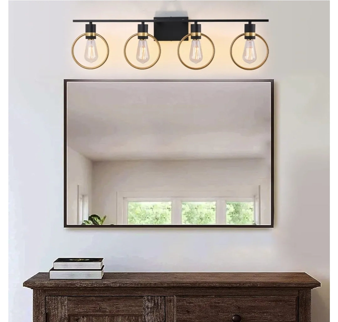 Vanity Light Fixtures, 4-Light E26, Over-Mirror Lighting, Iron, Bathroom, Bedroom, Makeup, Wall Sconce (Bulbs Not Included)