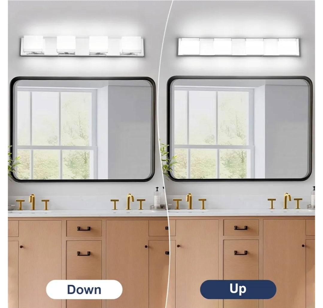 SineRise LED Modern Bathroom Vanity Light Fixtures (5-Light, 40-Inch, 5CCT), Chrome Modern Acrylic Bathroom Wall Lighting Fixtures Over Mirror (3000K/3500K/4000K/5000K/6000K)