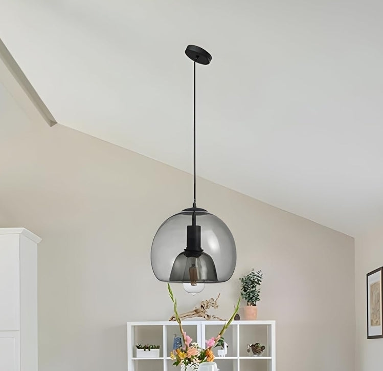 MIXL- Smoked Glass Pendant Light,Modern Globe Shape Glass Chandelier,Creative Light Pendants for Kitchen Island,Bedroom& Living Room