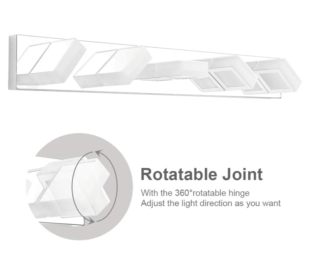 Ralbay LED Bathroom Vanity Lighting Fixtures 5 Lights Acrylic Rotable 360° Modern Bathroom Vanity Light Over Mirror