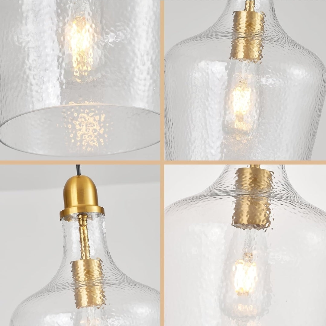 Glass Pendant Light Modern Brass 1 Light Single Dome Pendant Lighting Fixtures for Kitchen Island Dining Room Hallway, Dia 9 Inch, E26, UL Listed