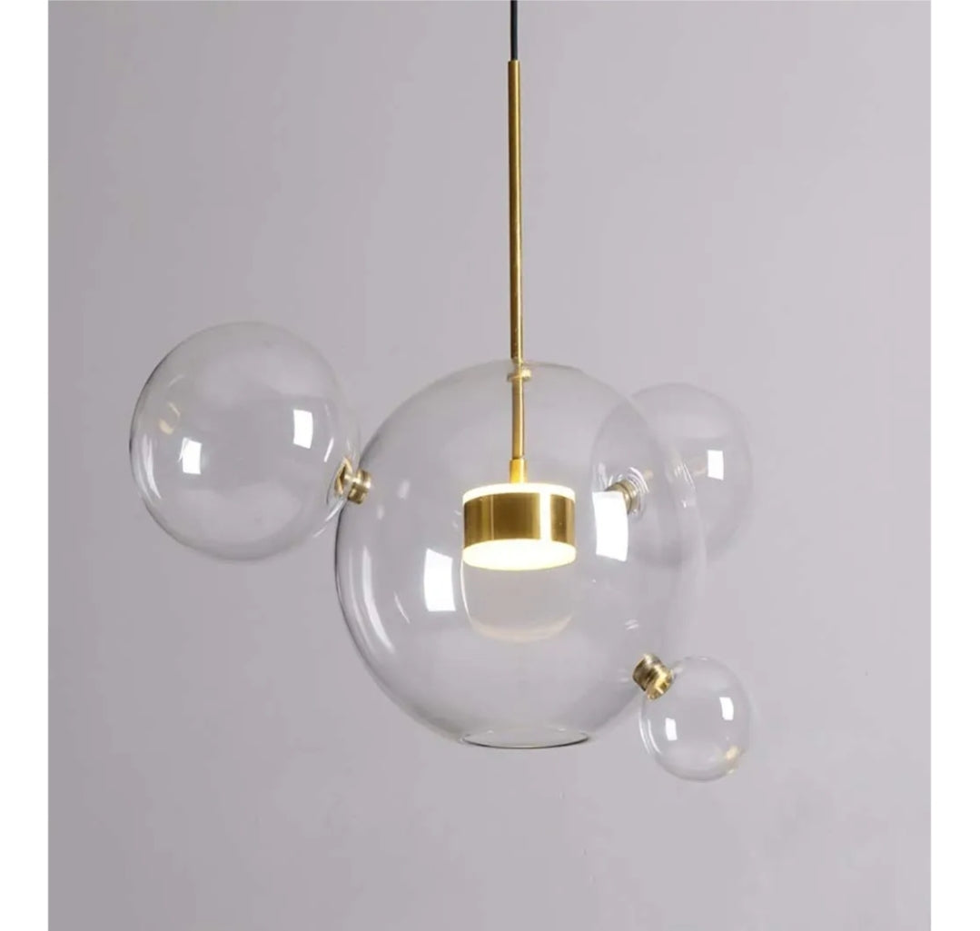 EDISLIVE 21.65“ Modern LED Globe Glass Pendant Chandeliers，Dimmable LED 4 Bubble Clear Glass Globe 3000K-6000K Adjustable Hanging Pendant Light for Kitchen Island Dining Room