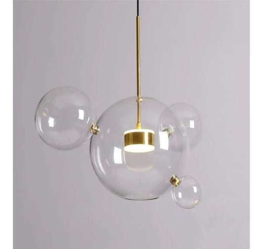 EDISLIVE 21.65“ Modern LED Globe Glass Pendant Chandeliers，Dimmable LED 4 Bubble Clear Glass Globe 3000K-6000K Adjustable Hanging Pendant Light for Kitchen Island Dining Room