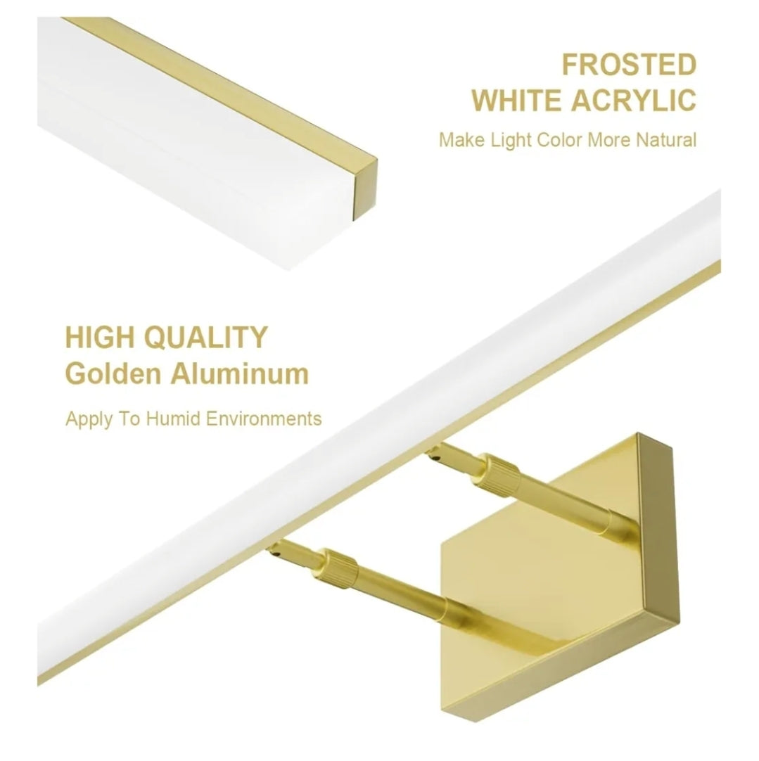 Aipsun 31.5inch Brushed Brass Bathroom Vanity Light Fixtures Modern LED Bathroom Light Fixtures Gold Vanity Lighing for Bathroom Wall Light Fixtures 6000K