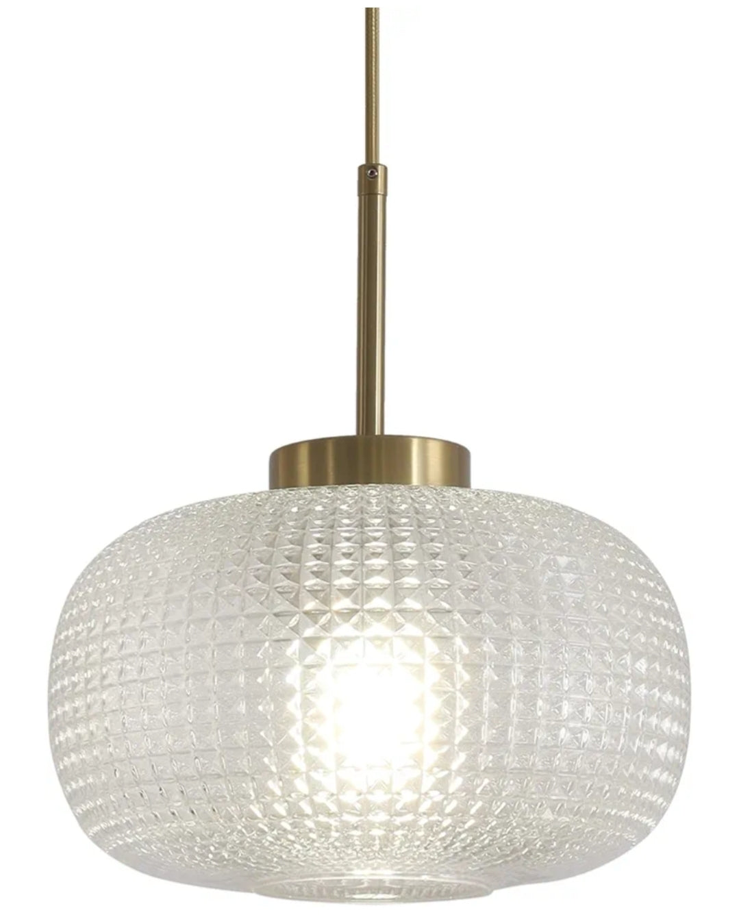 Clear Glass Pendant Lights Mid Century Modern Pendant Light Fixtures Brushed Gold Hanging Light Vintage Antique Brass Round Pendant Lighting for Bedroom Kitchen Island