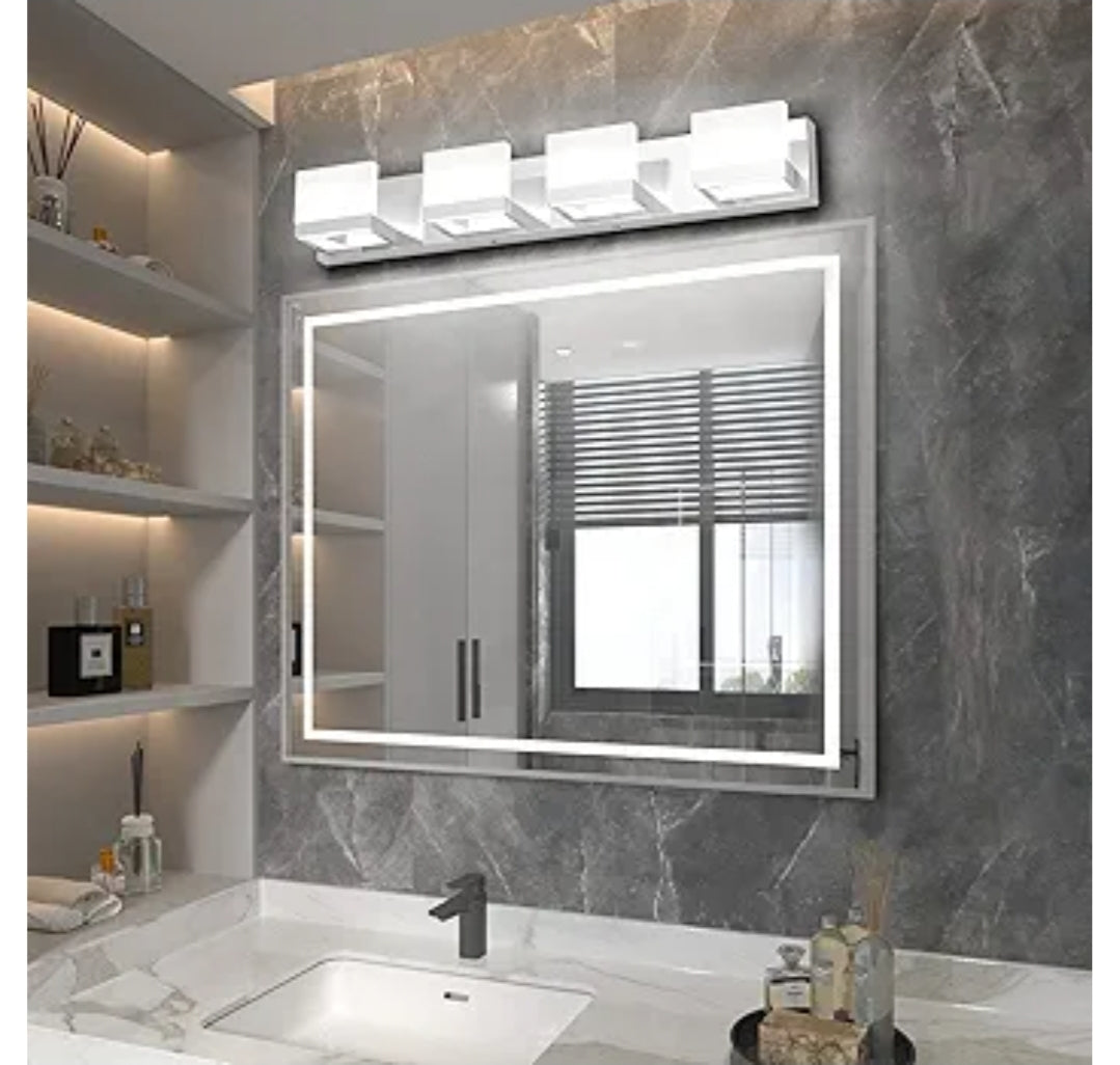 Tipace Dimmable Modern 4 Lights LED Vanity Light for Bathroom Up and Down Chrome Bathroom Wall Light Fixtures Over Mirror(White Light 6000K)