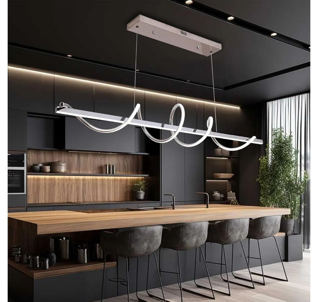 47.24" Modern Chandelier Led Pendant Light for Kitchen Island Lighting Dimmable Modern Led Chandelier for Dining Room Over Table,Creative Snake-Shaped Twist Design Kitchen Ceiling Hanging