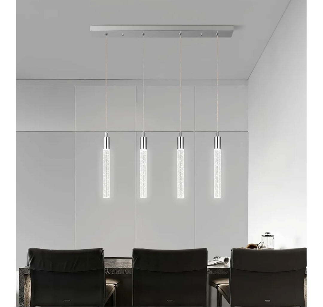 Kitchen Island Lighting Modern Light Fixture Chrome Pendant Light Dimmable LED Chrome Finish Mini Crystal Pendant Lights for Dining Room Living Room（4-Light