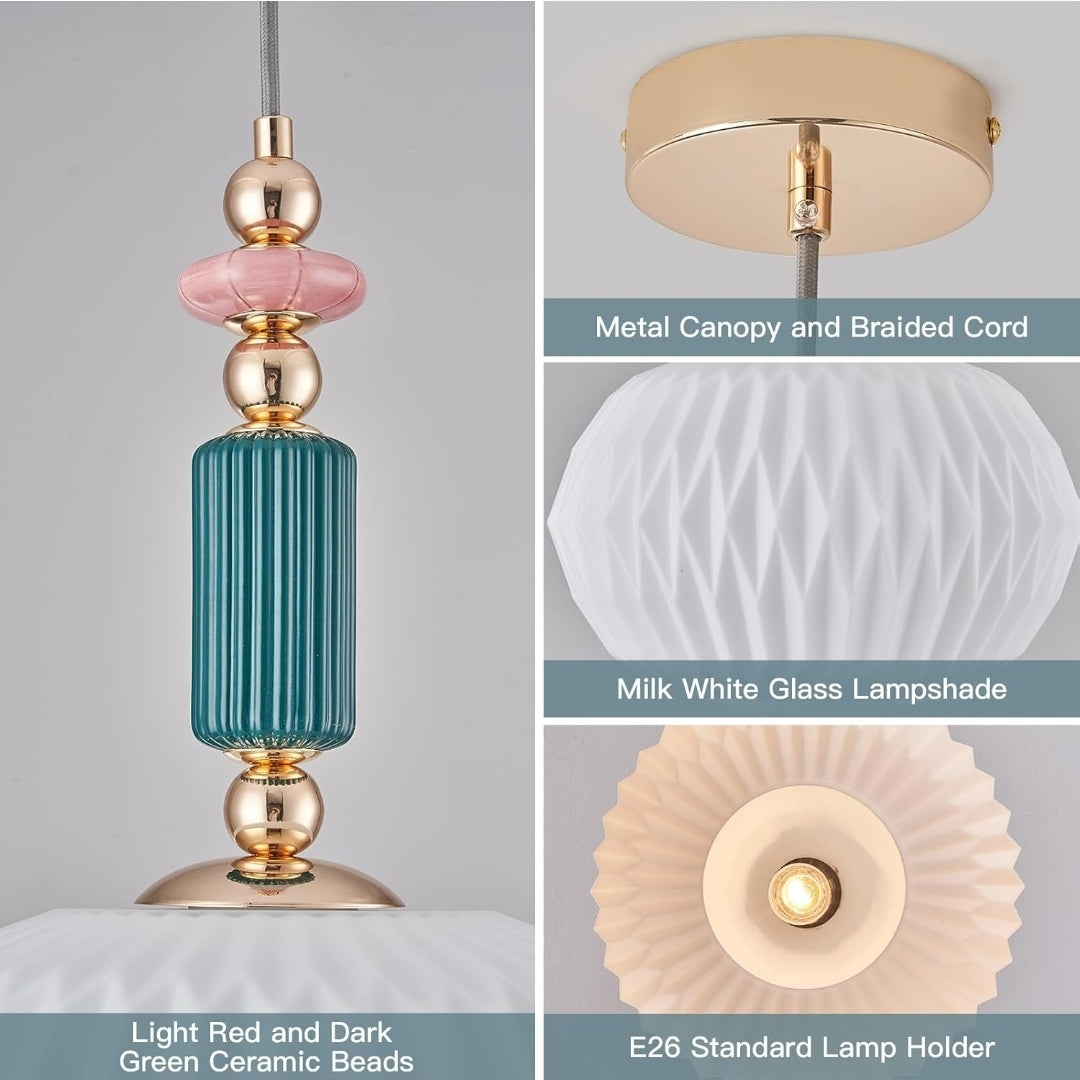 Pendant Light Fixture Kitchen Pendant Lighting 11.8 inch Modern Hanging Lamp Milk White Glass Hanging Lights for Island Dining Room Living Room Bedroom