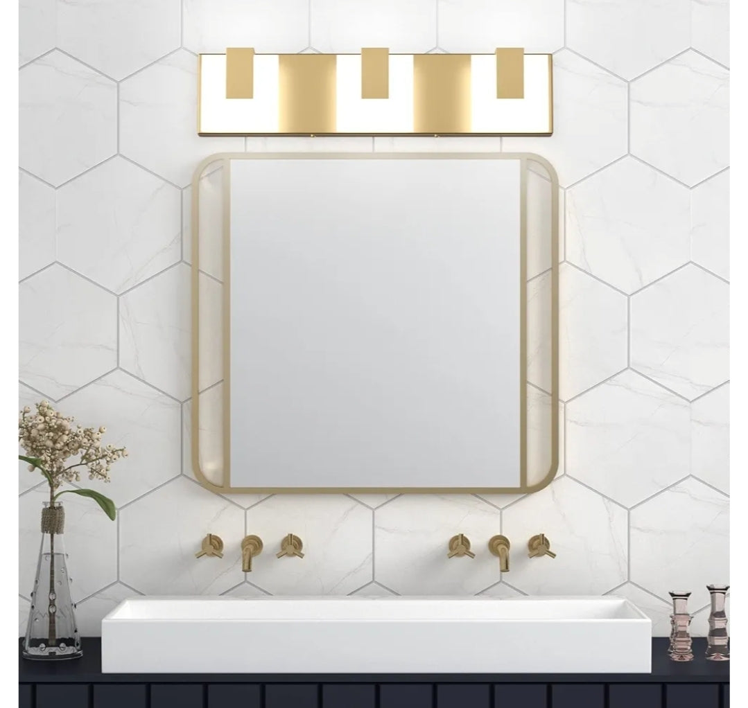 Aipsun Gold Bathroom Vanity Light Fixtures Modern LED 3 Lights Vanity Light for Bathroom Up and Down Wall Light Fixtures 6000K