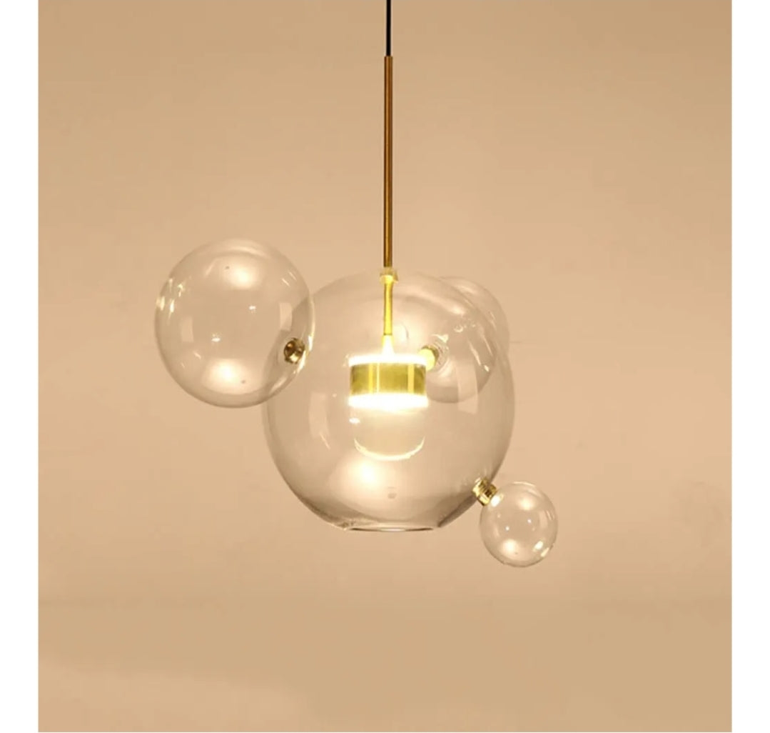 EDISLIVE 21.65“ Modern LED Globe Glass Pendant Chandeliers，Dimmable LED 4 Bubble Clear Glass Globe 3000K-6000K Adjustable Hanging Pendant Light for Kitchen Island Dining Room