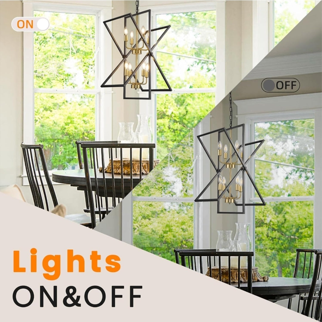 Black and Gold Chandelier, 8-Light Industrial Farmhouse Ceiling Pendant Light Fixtures, Modern Foyer Lighting Fixtures, Large Chandeliers for High Ceilings, Pendant Lights Kitchen Island for Entryway