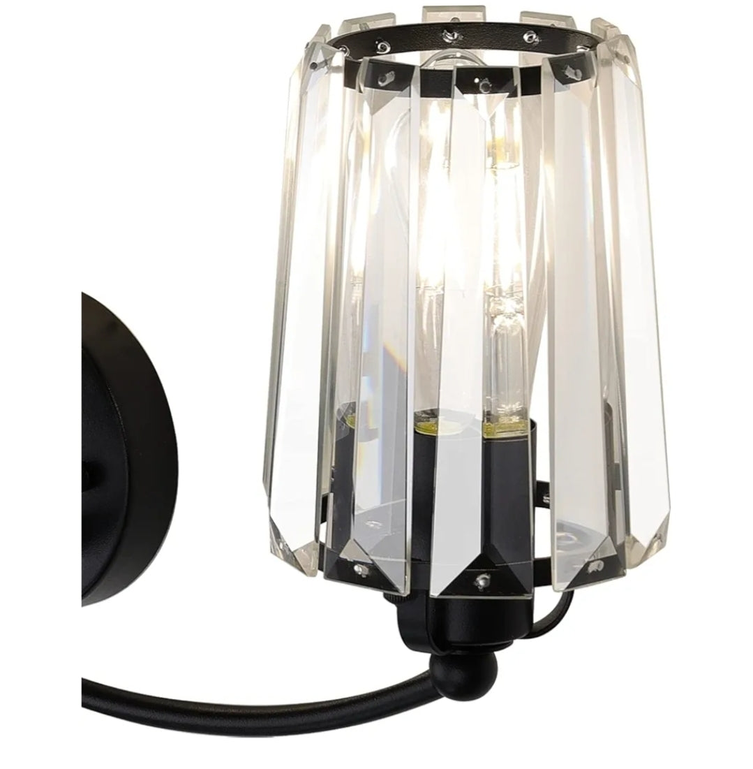 Aipsun Crystal Vanity Light Fixtures Modern Crystal Bathroom Light Fixtures Black Vanity Lights for Bathroom E26 Base (Exclude Bulb)