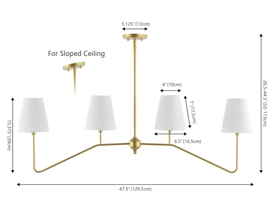 JONATHAN Y JYL7913A Signe 47.5" 4-Light Classic Minimalist Iron Linear LED Pendant, Gold Paintingfor Kitchen Island, Dining Room and Office