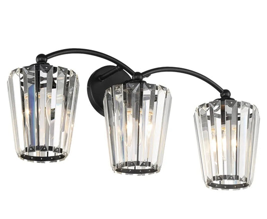 Aipsun Crystal Vanity Light Fixtures Modern Crystal Bathroom Light Fixtures Black Vanity Lights for Bathroom E26 Base (Exclude Bulb)