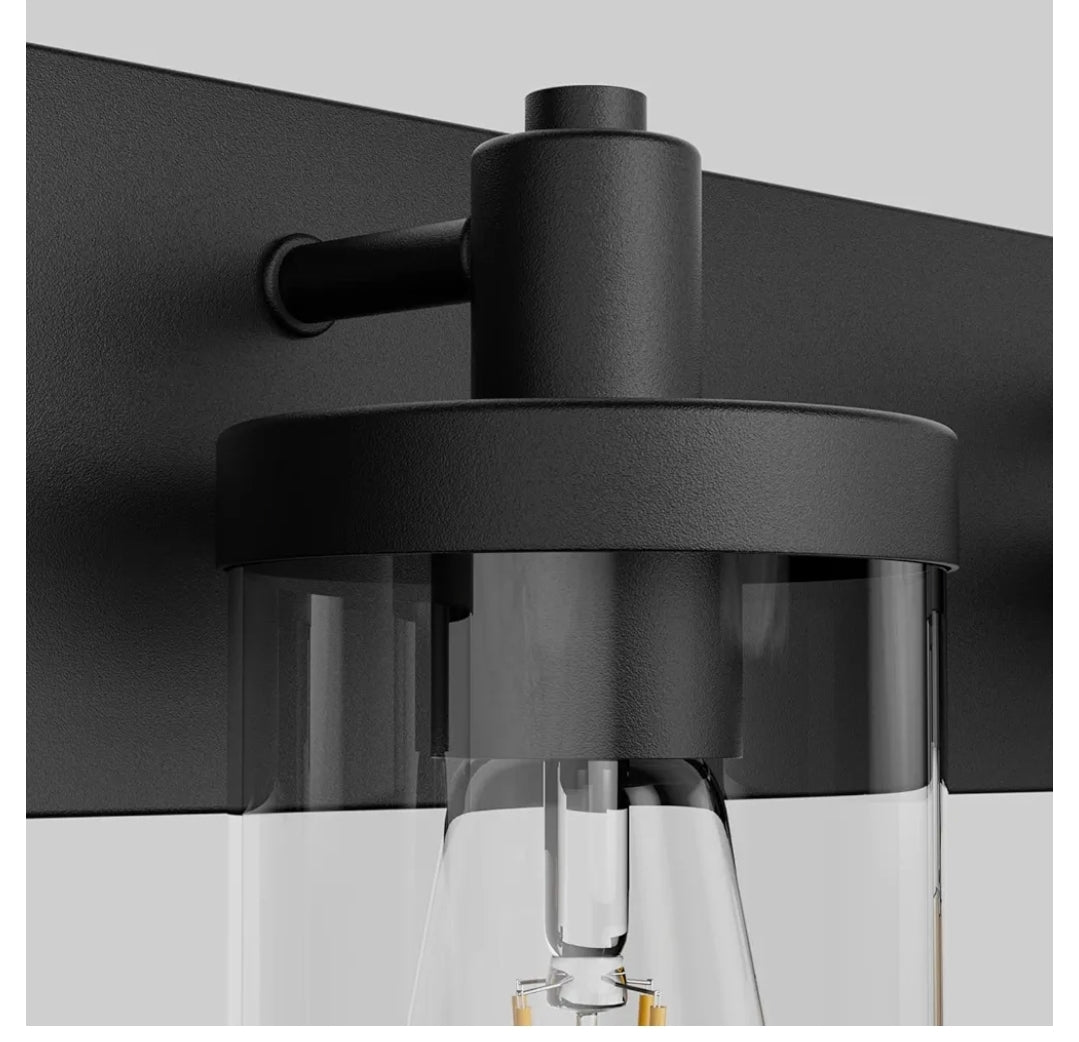 Aipsun Black Vanity Light for Bathroom 3 Light Farmhouse Bathroom Lights Fixtures Over Mirror with Clear Glass Shade(Exclude Bulb)