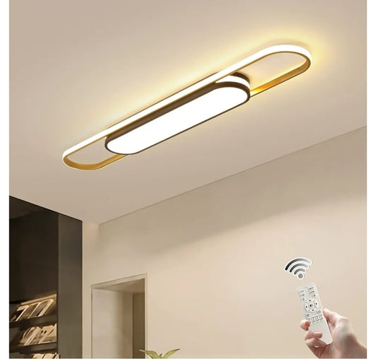 Qcyuui Linear Ceiling Light Modern LED Ceiling Lamp Dimmable Acrylic Ceiling Lighting Fixture with Remote Control for Kitchen Dining Room Cloakroom Hallway(48W/43.3in L)