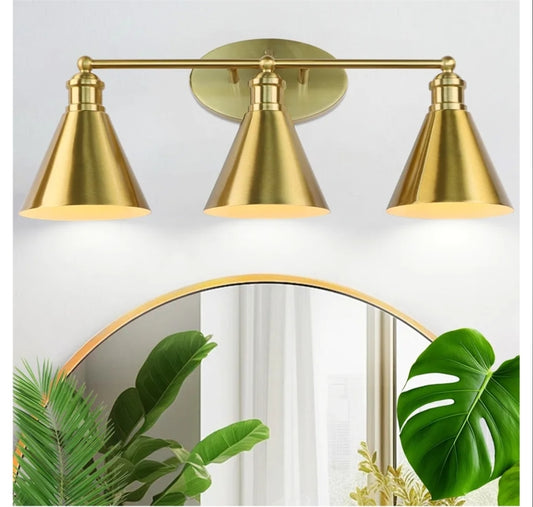 Kalium Bathroom Light Fixtures, 3 Light Mid Century Modern Bathroom Lighting Fixtures Over Mirror, 24 Inch ‎Gold Bathroom Vanity Light, Anti-Rust Vanity Lights for Bathroom Shower Toilet E26 Bulbs